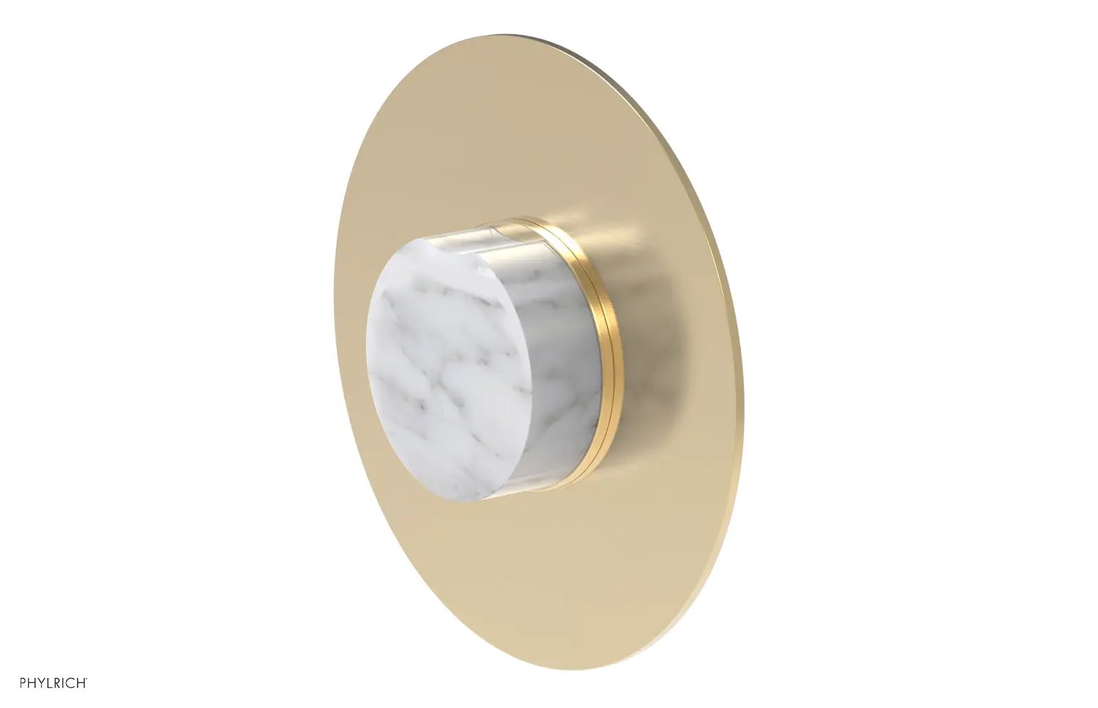 Phylrich CIRC Pressure Balance Shower Plate & White Marble Handle Trim by Phylrich