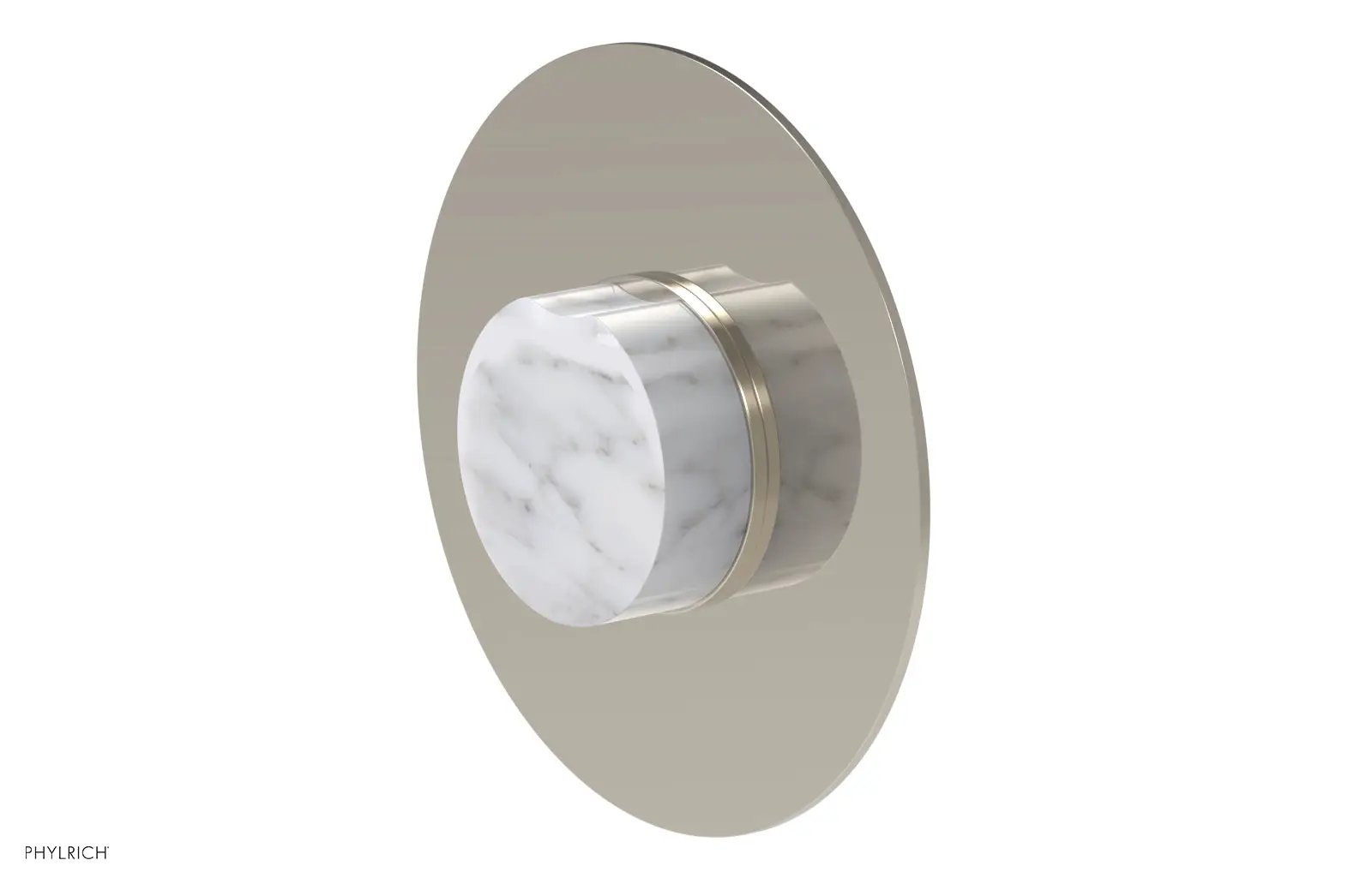 Phylrich CIRC Pressure Balance Shower Plate & White Marble Handle Trim by Phylrich