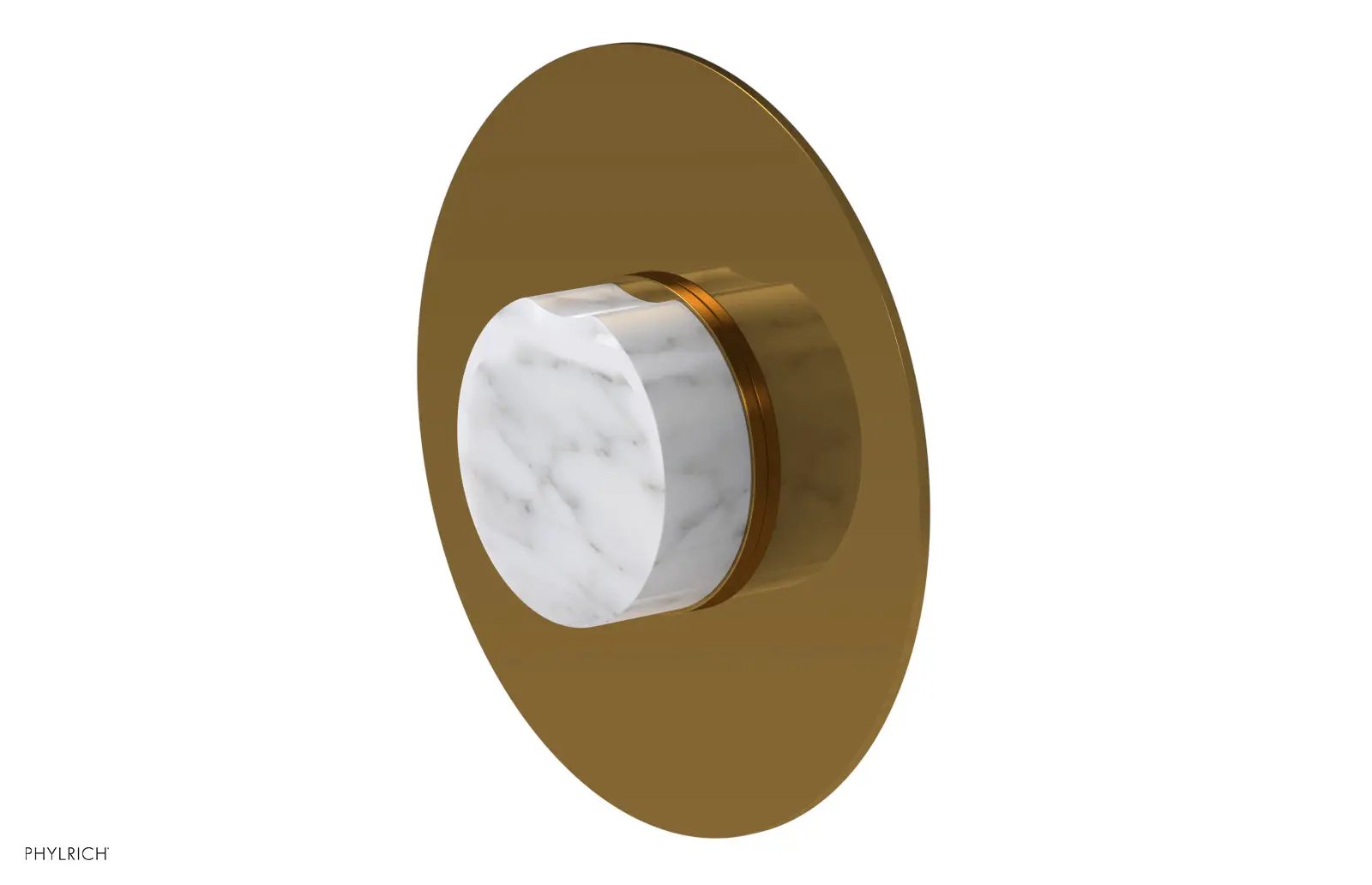 Phylrich CIRC Pressure Balance Shower Plate & White Marble Handle Trim by Phylrich