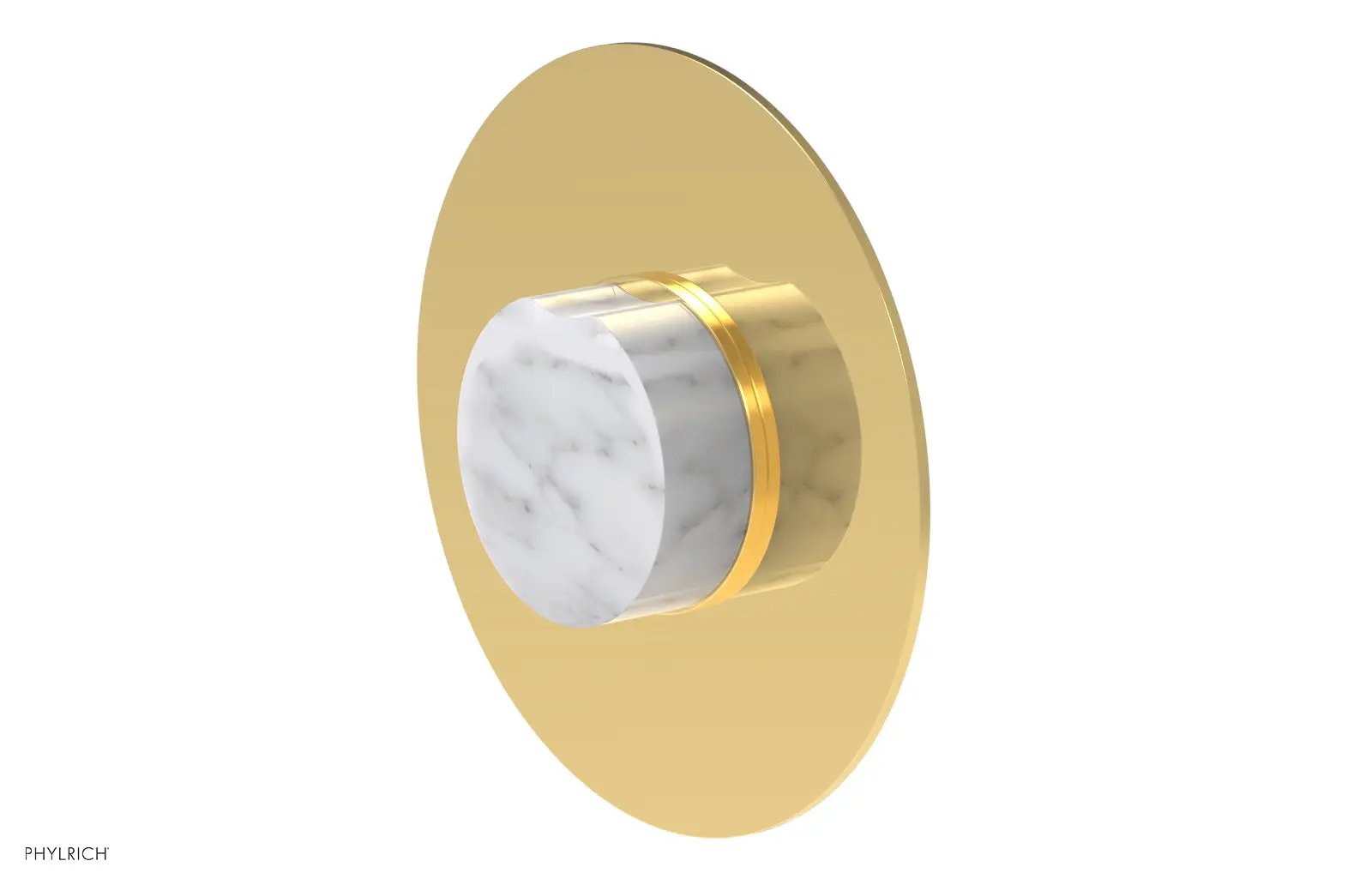 Phylrich CIRC Pressure Balance Shower Plate & White Marble Handle Trim by Phylrich