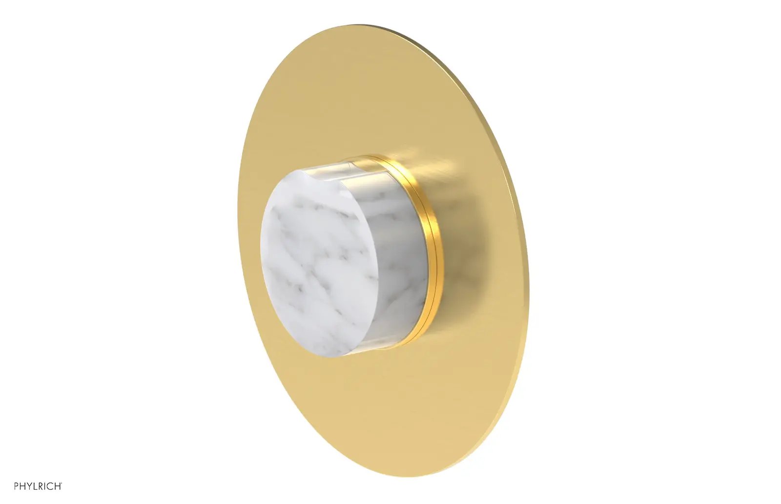 Phylrich CIRC Pressure Balance Shower Plate & White Marble Handle Trim by Phylrich