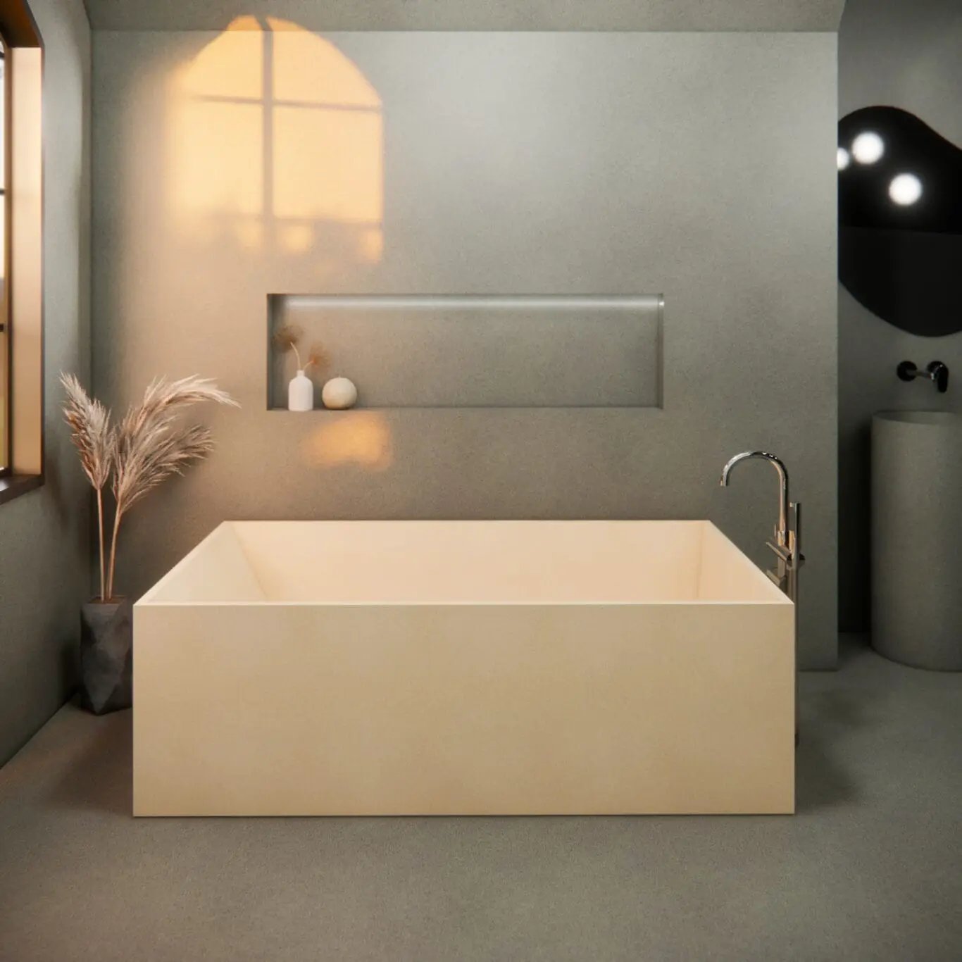 Balux Brek 72 Rectangular Concrete Freestanding Bathtub by Balux