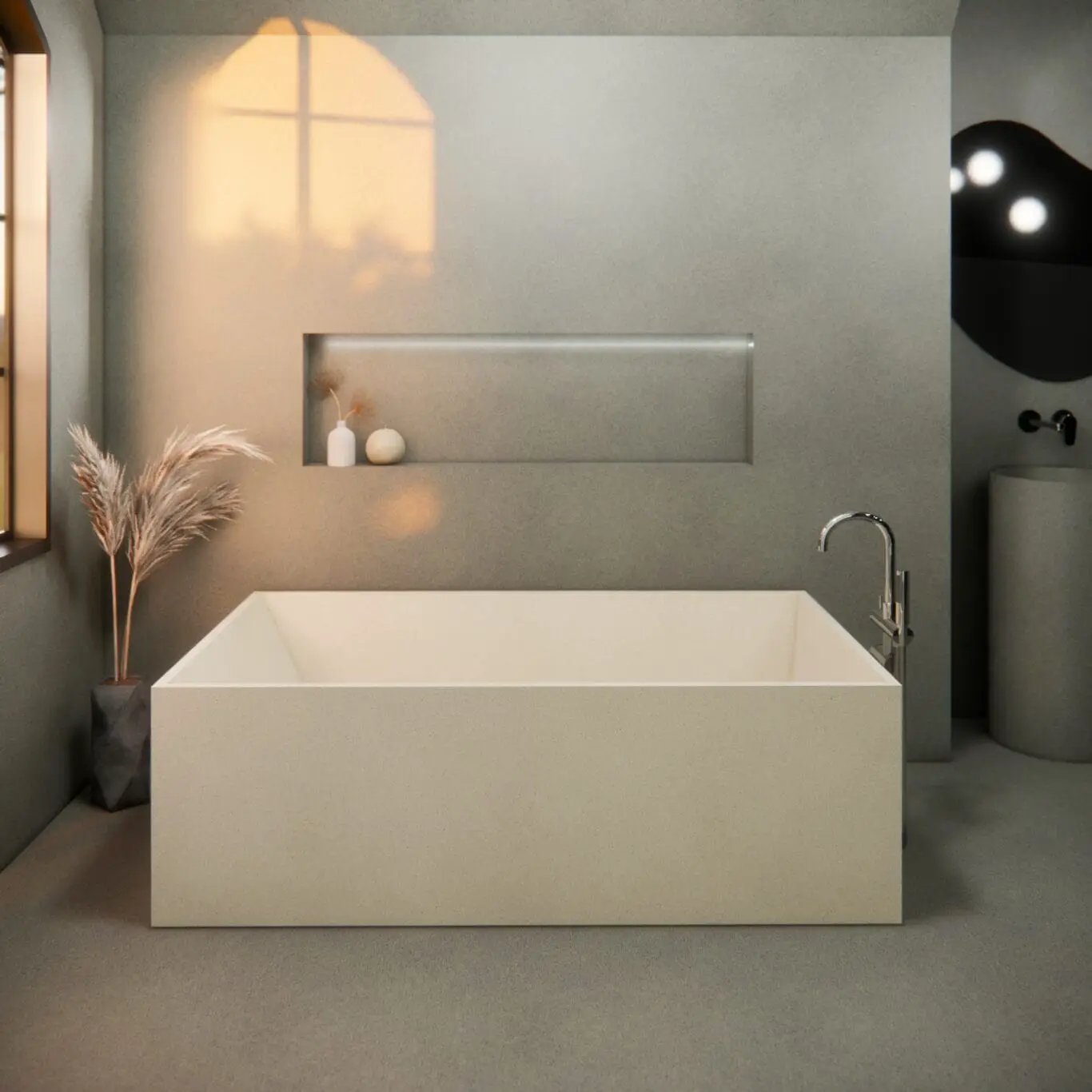 Balux Brek 72 Rectangular Concrete Freestanding Bathtub by Balux