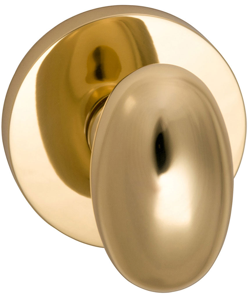 Omnia Prodigy Interior Traditional Egg-shaped Knob Latchset with Modern Round Rose by Omnia