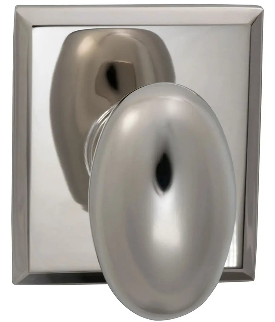 Omnia Prodigy Interior Traditional Egg-shaped Knob Latchset with Rectangular Rose by Omnia