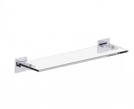 polished chrome glass shelf