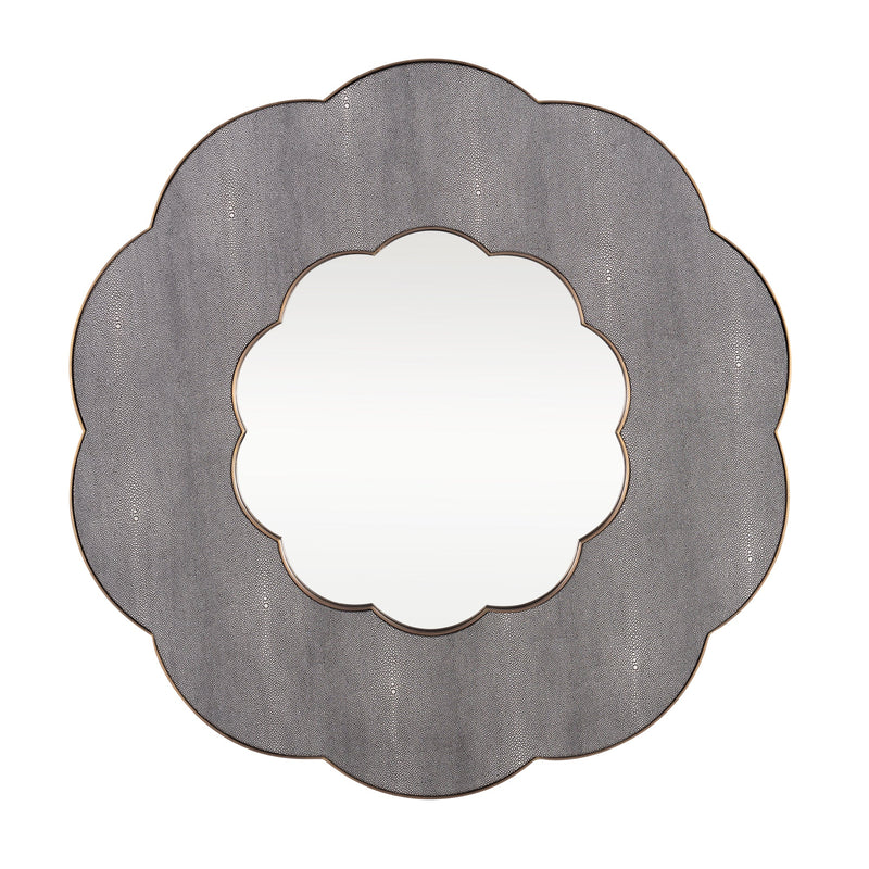 gray shagreen/weathered brass mirror