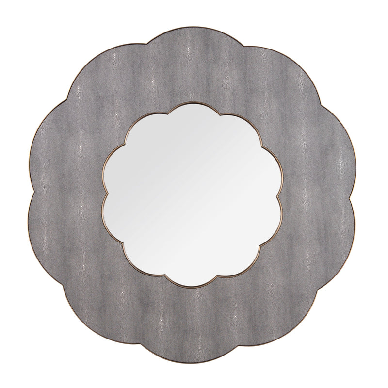 gray shagreen/weathered brass mirror