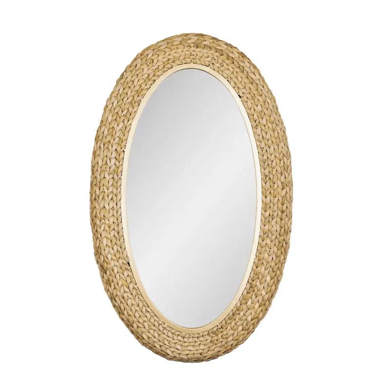 french gold/natural seagrass mirror
