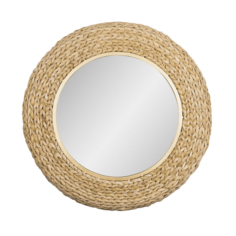 french gold/natural seagrass mirror