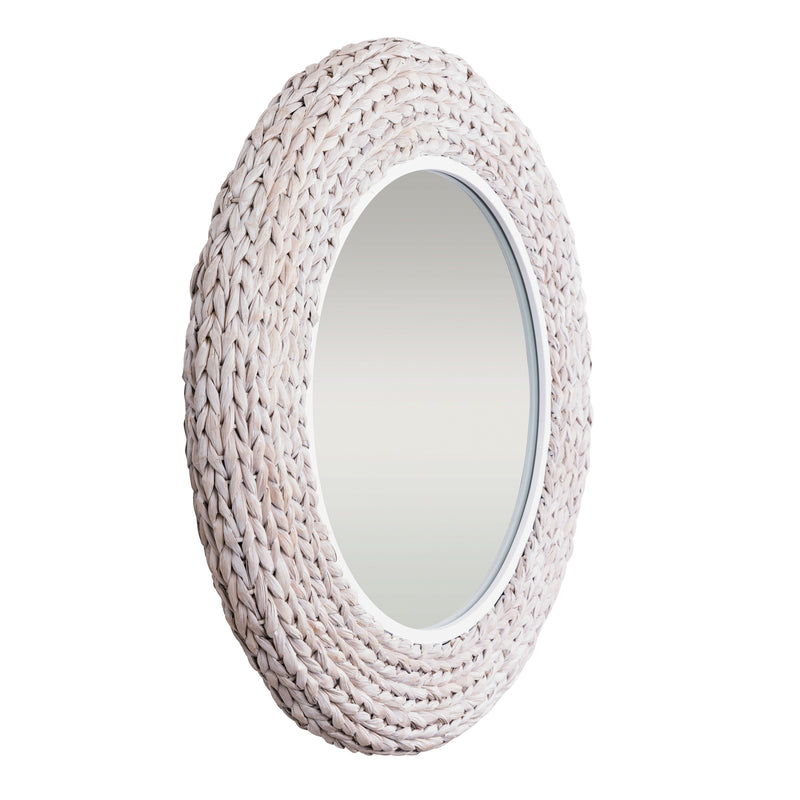 matte white/whitewash seagrass mirror