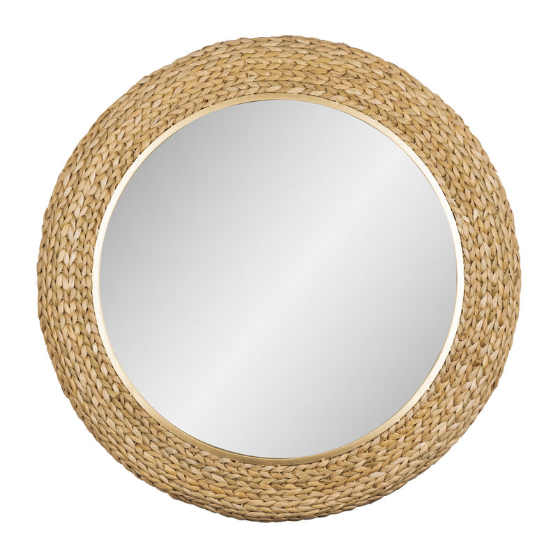 french gold/natural seagrass mirror