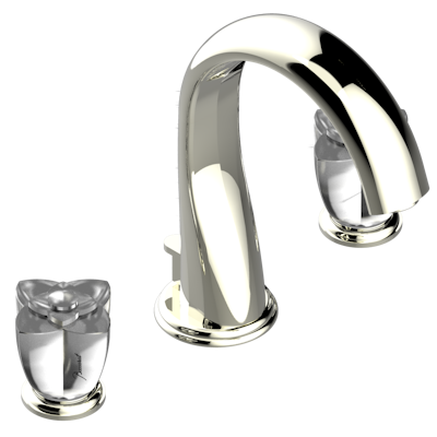 THG Paris Pétale De Cristal - Clear Crystal Widespread Lavatory Set with Drain by THG Paris