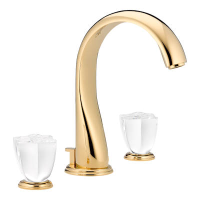 THG Paris Pétale De Cristal - Clear Crystal Widespread Lavatory Set with Drain by THG Paris