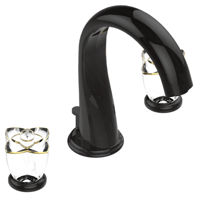 THG Paris Pétale De Cristal - Clear Crystal Fine Gold Thread Widespread Lavatory Set with Drain