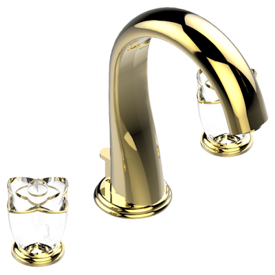 THG Paris Pétale De Cristal - Clear Crystal Fine Gold Thread Widespread Lavatory Set with Drain
