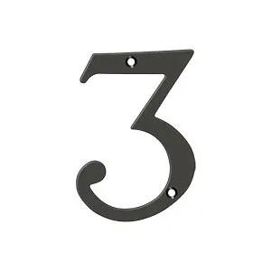 Deltana 4" Solid Brass Number 3 by Deltana