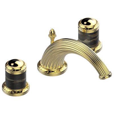THG Paris Malmaison Portoro Widespread Lavatory Set with Drain by THG Paris