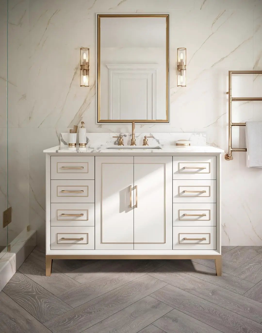 carrara marble vanity