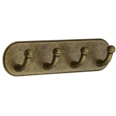 antique brass quadruple hook
