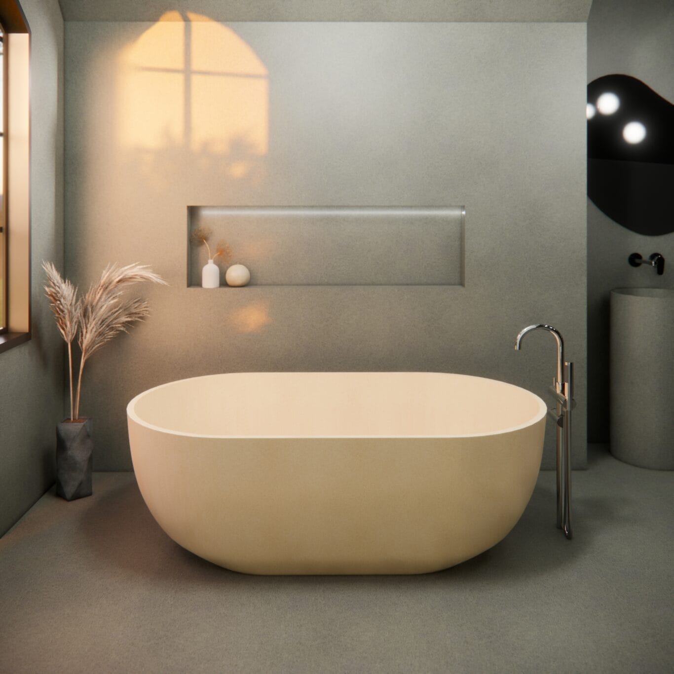 Balux Ola 66 Oval Concrete Freestanding Bathtub by Balux