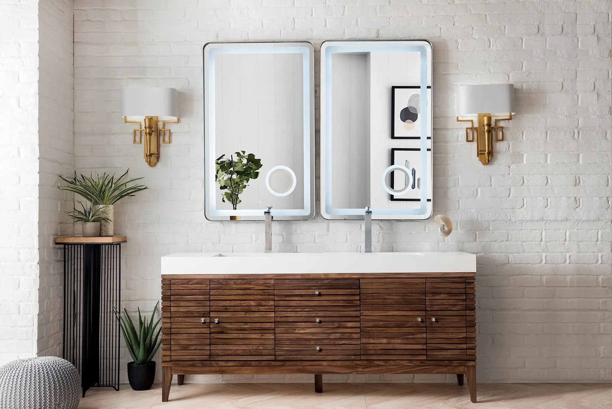 mid-century walnut vanity