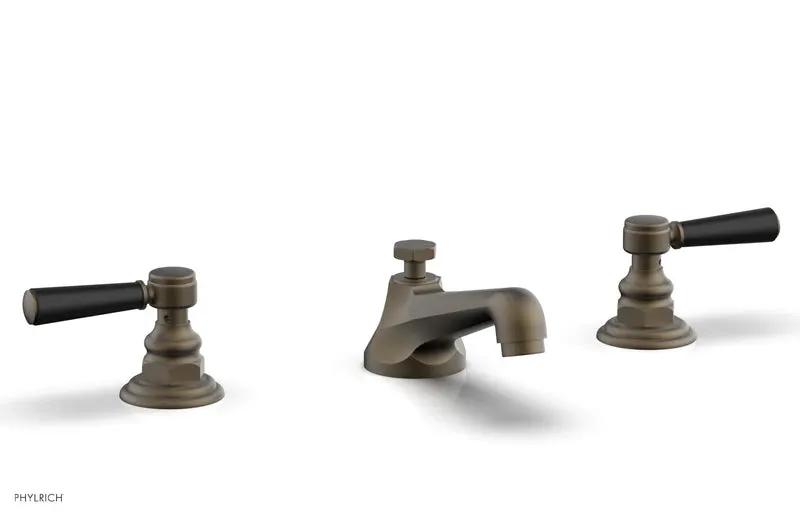 Phylrich HEX TRADITIONAL Widespread Faucet - Satin Black Lever Handles by Phylrich