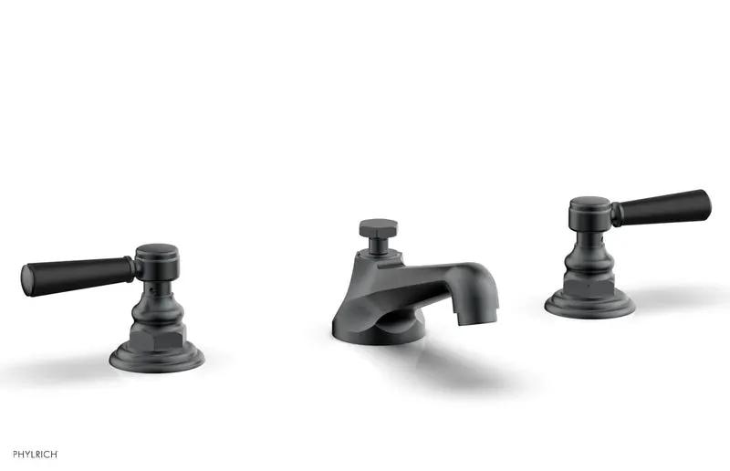 Phylrich HEX TRADITIONAL Widespread Faucet - Satin Black Lever Handles by Phylrich