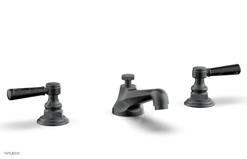 Phylrich HEX TRADITIONAL Widespread Faucet - Black Marble Lever Handles by Phylrich