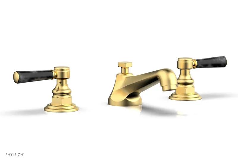 Phylrich HEX TRADITIONAL Widespread Faucet - Black Marble Lever Handles by Phylrich