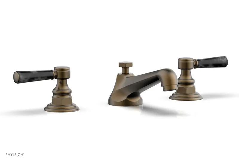 Phylrich HEX TRADITIONAL Widespread Faucet - Black Marble Lever Handles by Phylrich
