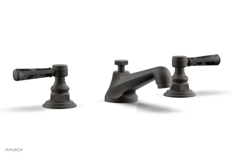 Phylrich HEX TRADITIONAL Widespread Faucet - Black Marble Lever Handles by Phylrich