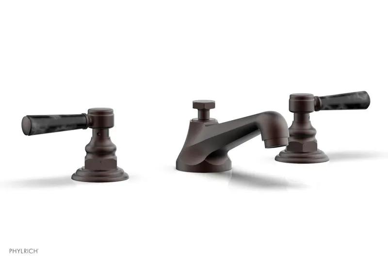 Phylrich HEX TRADITIONAL Widespread Faucet - Black Marble Lever Handles by Phylrich