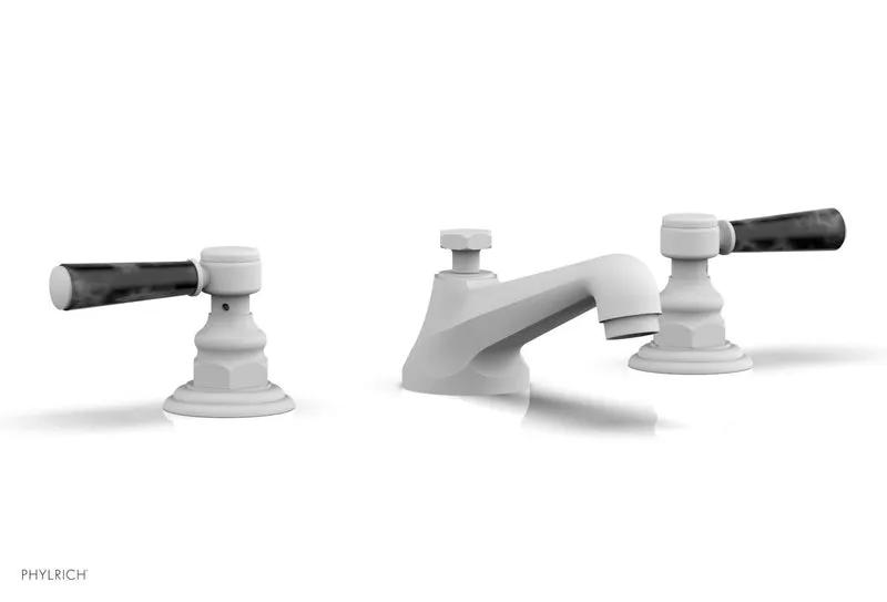 Phylrich HEX TRADITIONAL Widespread Faucet - Black Marble Lever Handles by Phylrich