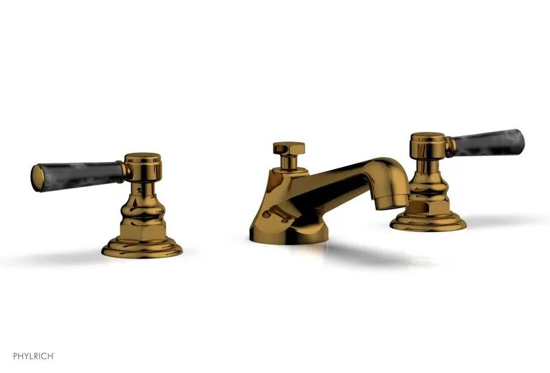 Phylrich HEX TRADITIONAL Widespread Faucet - Black Marble Lever Handles by Phylrich