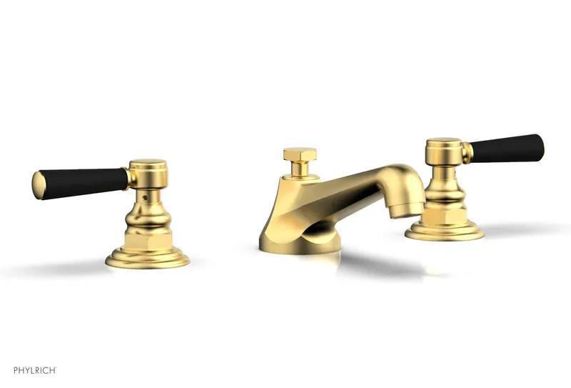 Phylrich HEX TRADITIONAL Widespread Faucet - Satin Black Lever Handles by Phylrich