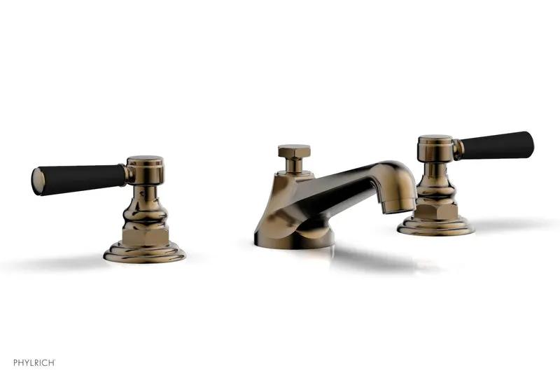 Phylrich HEX TRADITIONAL Widespread Faucet - Satin Black Lever Handles by Phylrich