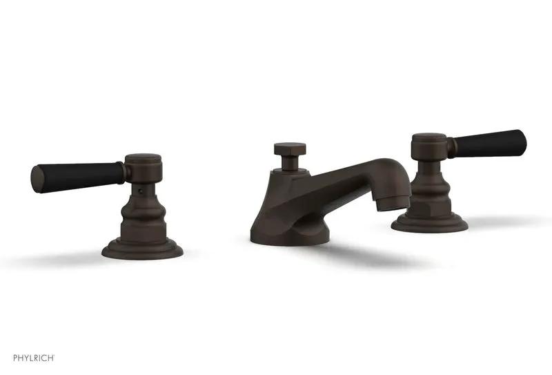 Phylrich HEX TRADITIONAL Widespread Faucet - Satin Black Lever Handles by Phylrich