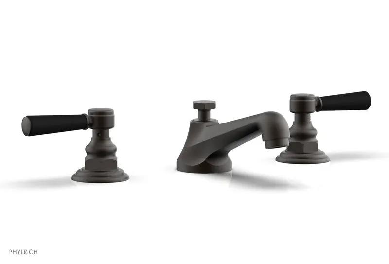 Phylrich HEX TRADITIONAL Widespread Faucet - Satin Black Lever Handles by Phylrich