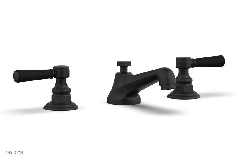 Phylrich HEX TRADITIONAL Widespread Faucet - Satin Black Lever Handles by Phylrich
