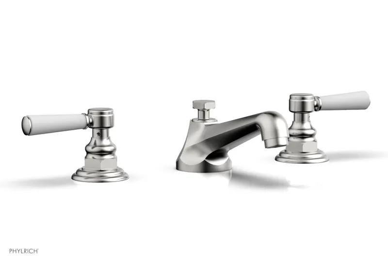 Phylrich HEX TRADITIONAL Widespread Faucet - Satin White Lever Handles by Phylrich