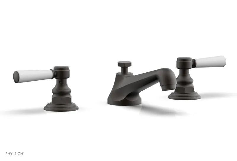 Phylrich HEX TRADITIONAL Widespread Faucet - Satin White Lever Handles by Phylrich