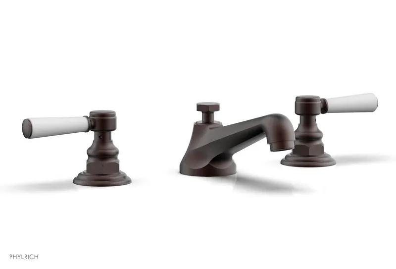 Phylrich HEX TRADITIONAL Widespread Faucet - Satin White Lever Handles by Phylrich