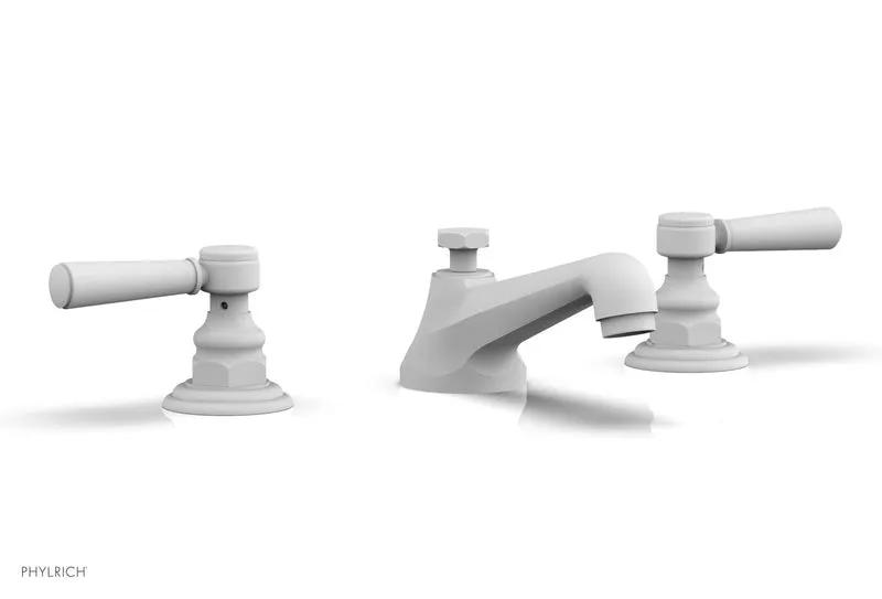 Phylrich HEX TRADITIONAL Widespread Faucet - Satin White Lever Handles by Phylrich