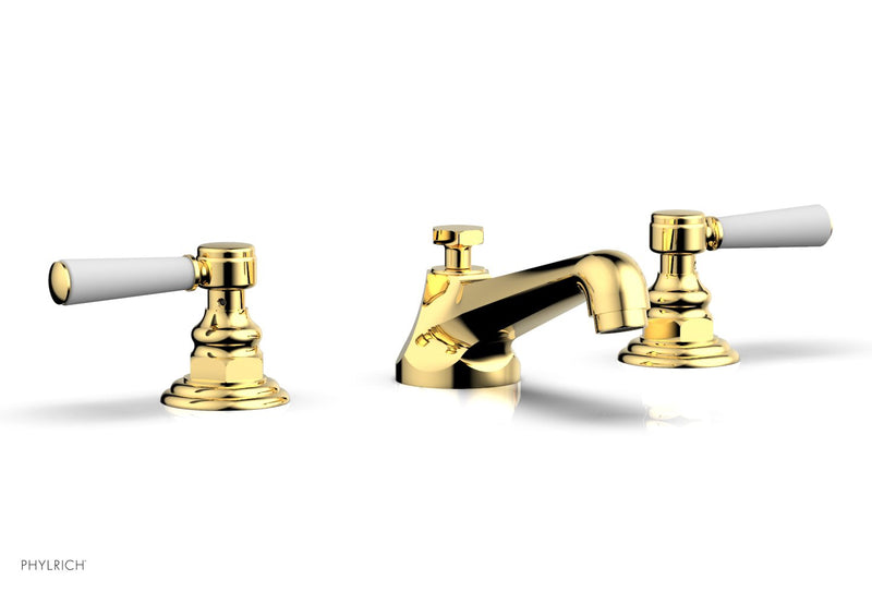 Phylrich HEX TRADITIONAL Widespread Faucet - Satin White Lever Handles by Phylrich