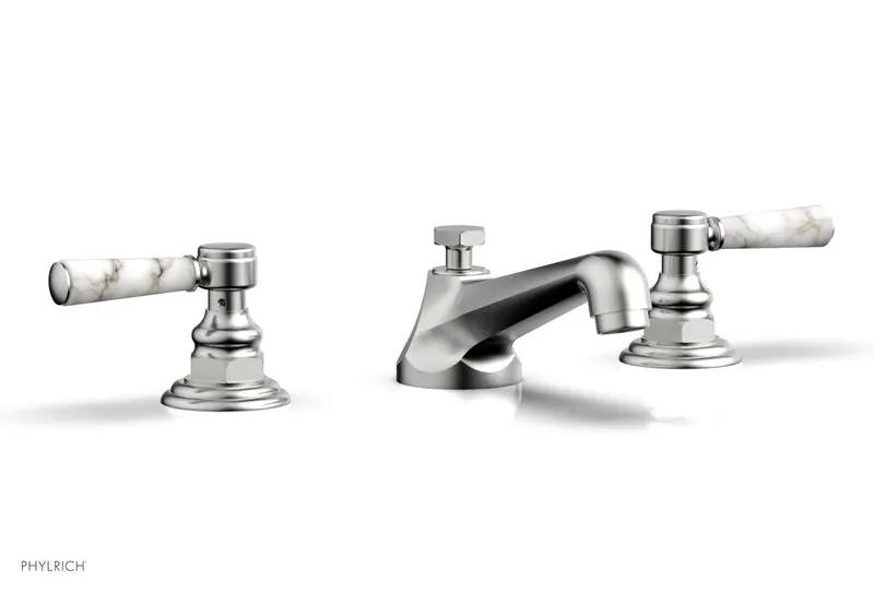 Phylrich HEX TRADITIONAL Widespread Faucet - White Marble Lever Handles by Phylrich