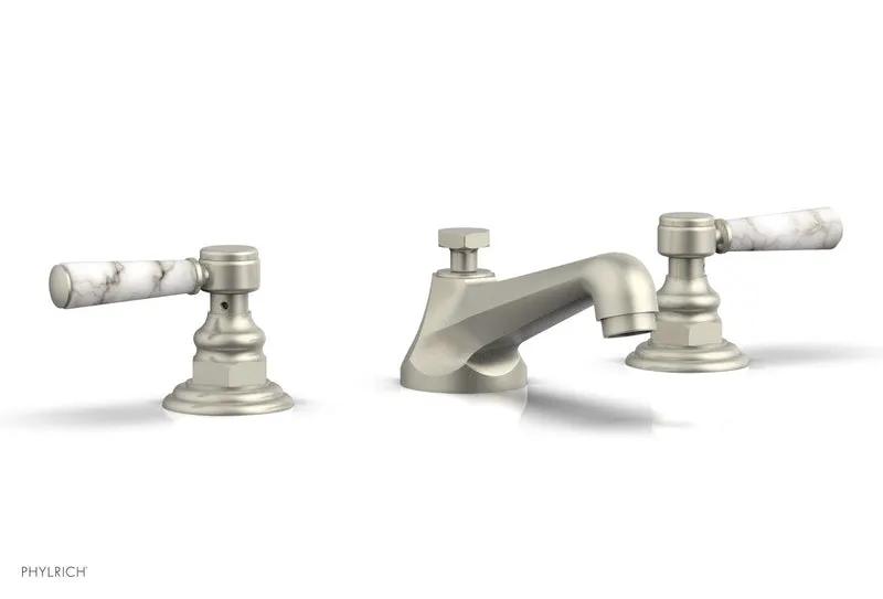 Phylrich HEX TRADITIONAL Widespread Faucet - White Marble Lever Handles by Phylrich