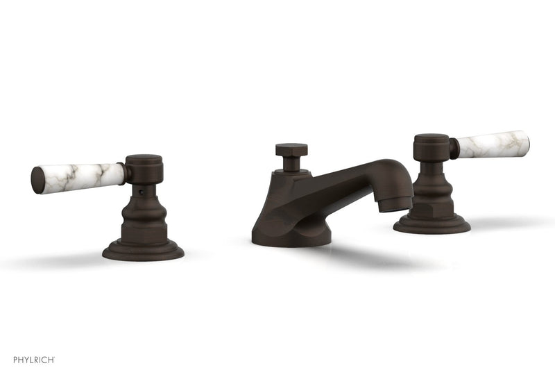 Phylrich HEX TRADITIONAL Widespread Faucet - White Marble Lever Handles by Phylrich