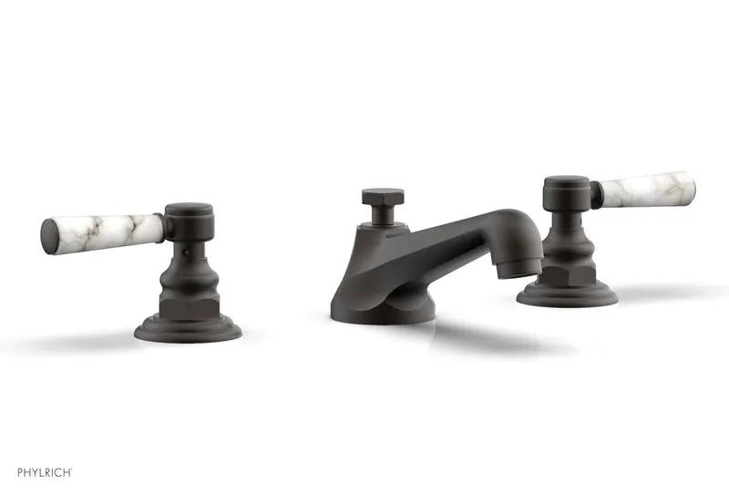 Phylrich HEX TRADITIONAL Widespread Faucet - White Marble Lever Handles by Phylrich