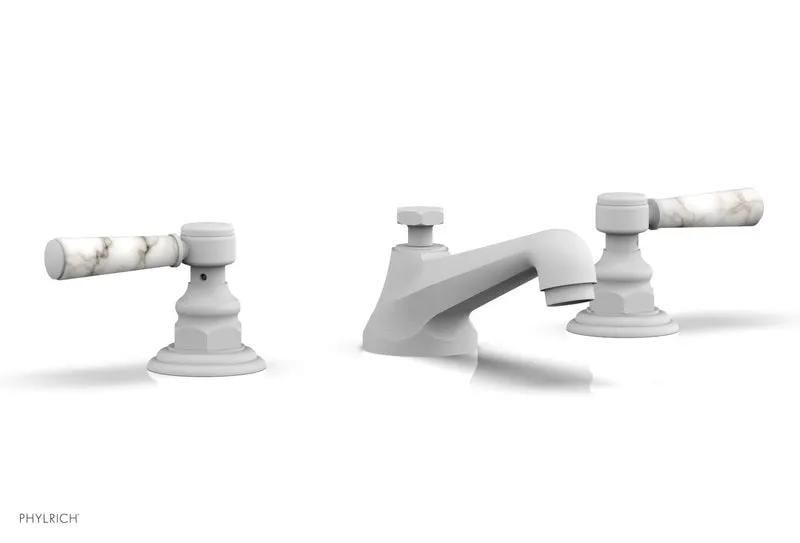 Phylrich HEX TRADITIONAL Widespread Faucet - White Marble Lever Handles by Phylrich